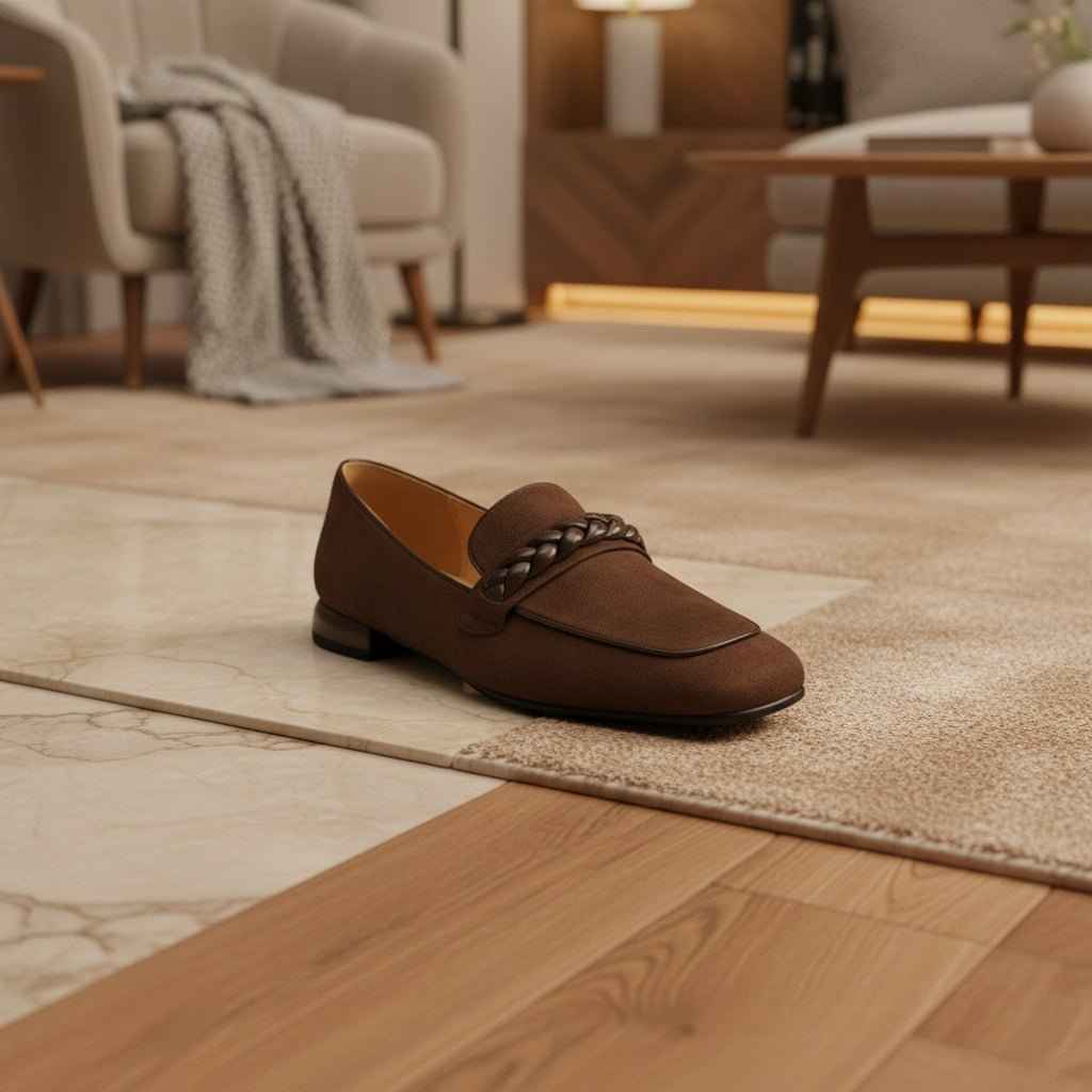 Ballerines Femme Confort en Daim - Chaussures Plates Souples à Bout Rond