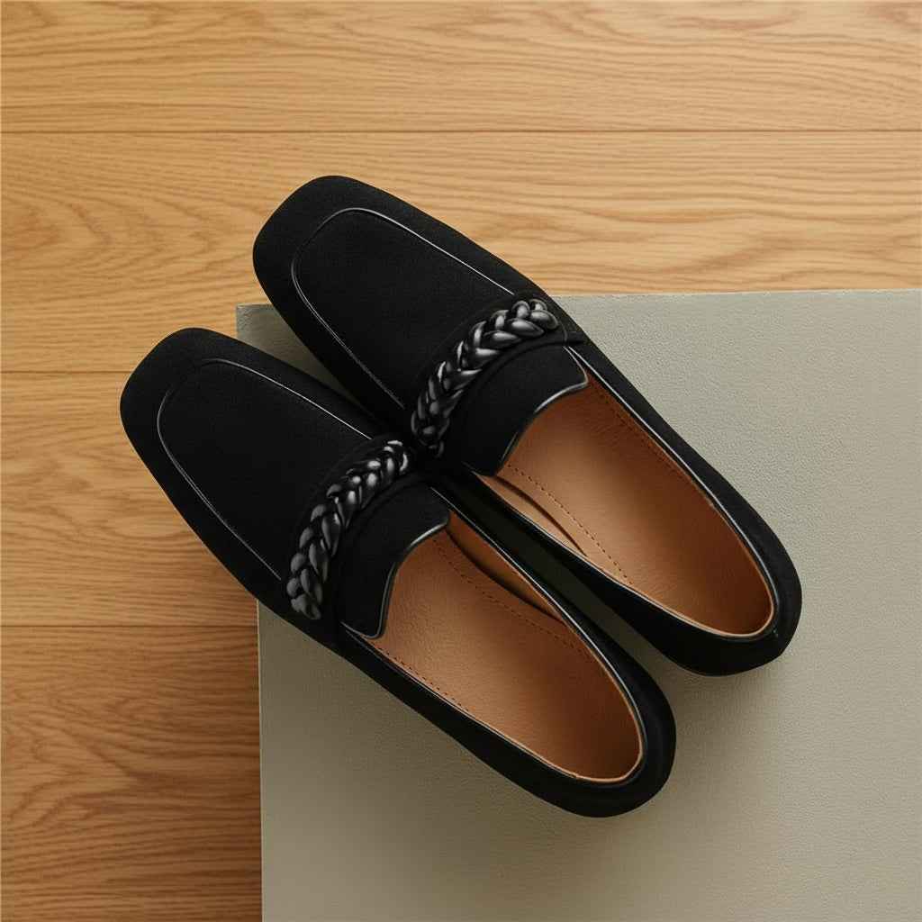 Ballerines Femme Confort en Daim - Chaussures Plates Souples à Bout Rond