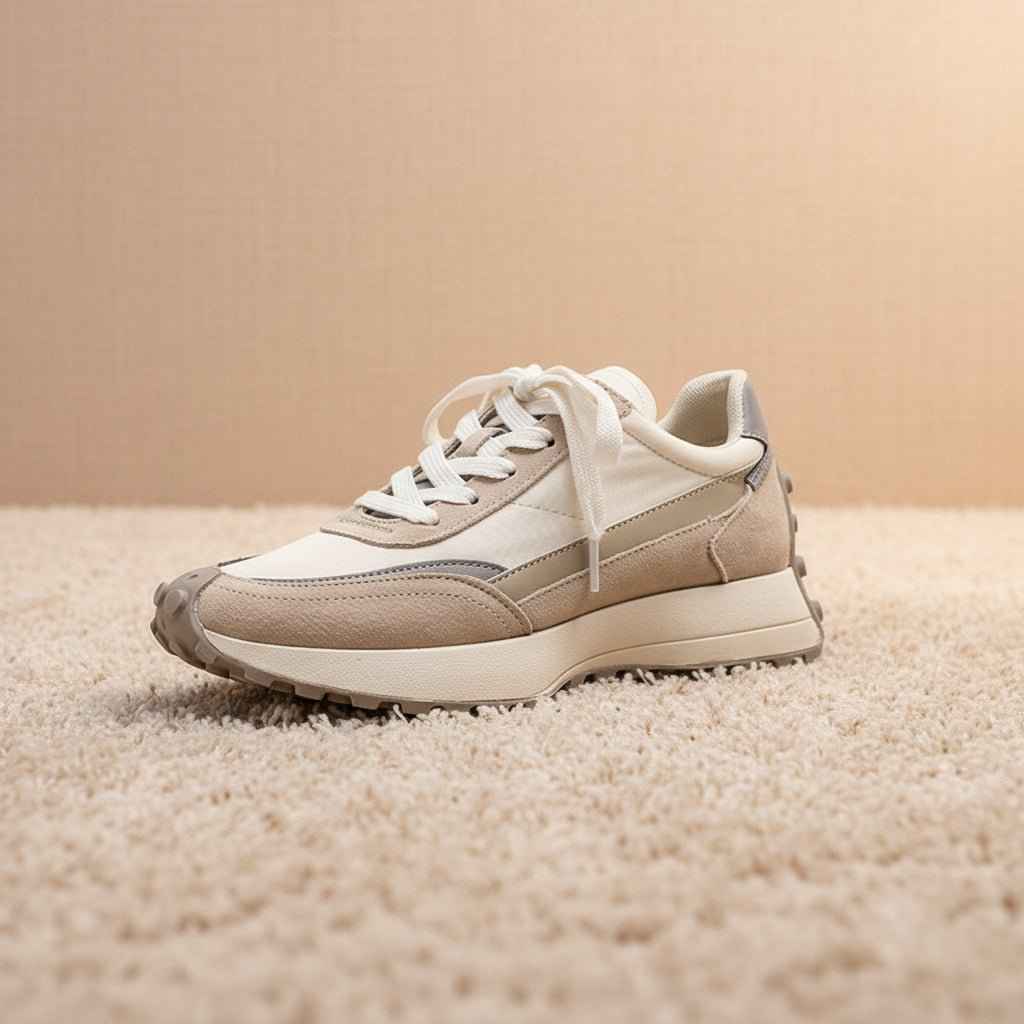 Baskets Femme Cuir Véritable Amorti Épais pour un Style Casual Sportif Printemps Été