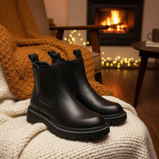 Chelsea Boots Femme Cuir Véritable - Élégance Rétro Automne Hiver