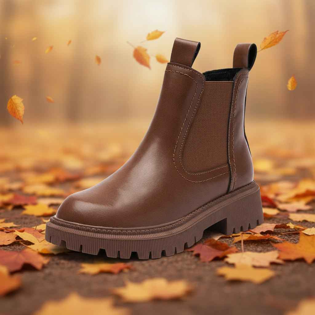 Chelsea Boots Femme Cuir Véritable - Élégance Rétro Automne Hiver