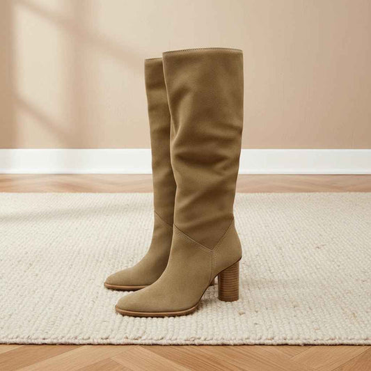 Bottes Hautes Femme Cuir Véritable - Genou, Bout Pointu, Talons Hauts Hiver