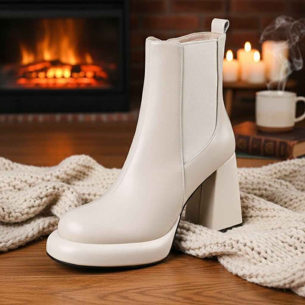 Bottines Femme Cuir Véritable Talons Hauts - Chic et Professionnel