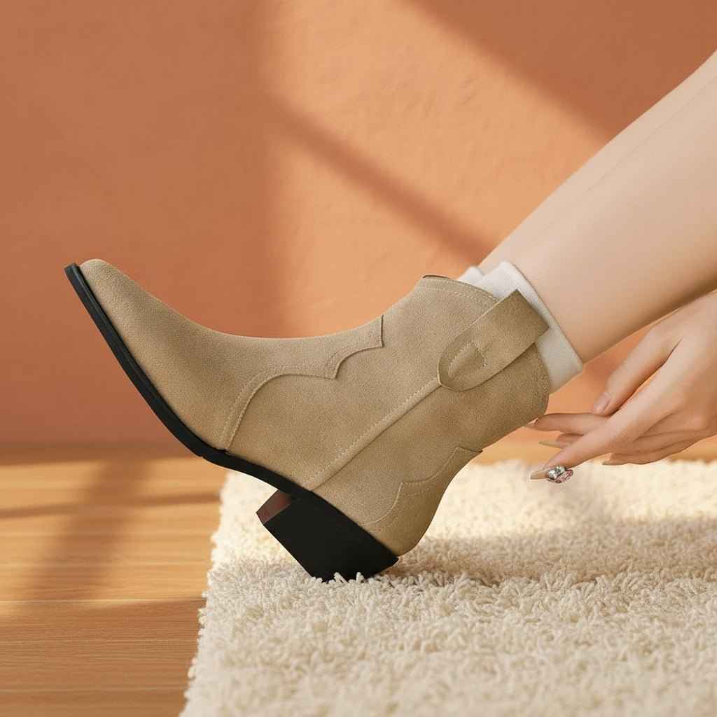 Bottines Femme Grandes Tailles en Daim avec Talons Épais - Confort et Élégance