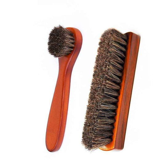 Brosse Entretien Chaussures Crin de Cheval - Kit Nettoyage Cuir Professionnel