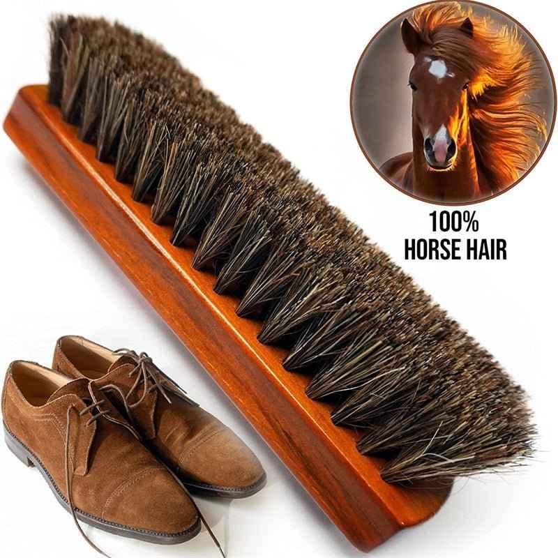 Brosse Entretien Chaussures Crin de Cheval - Kit Nettoyage Cuir Professionnel