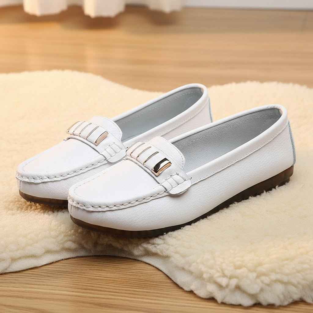 Chaussures Femme Cuir Plat - Confort et Élégance avec Bout Rond
