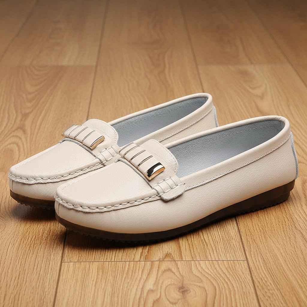 Chaussures Femme Cuir Plat - Confort et Élégance avec Bout Rond