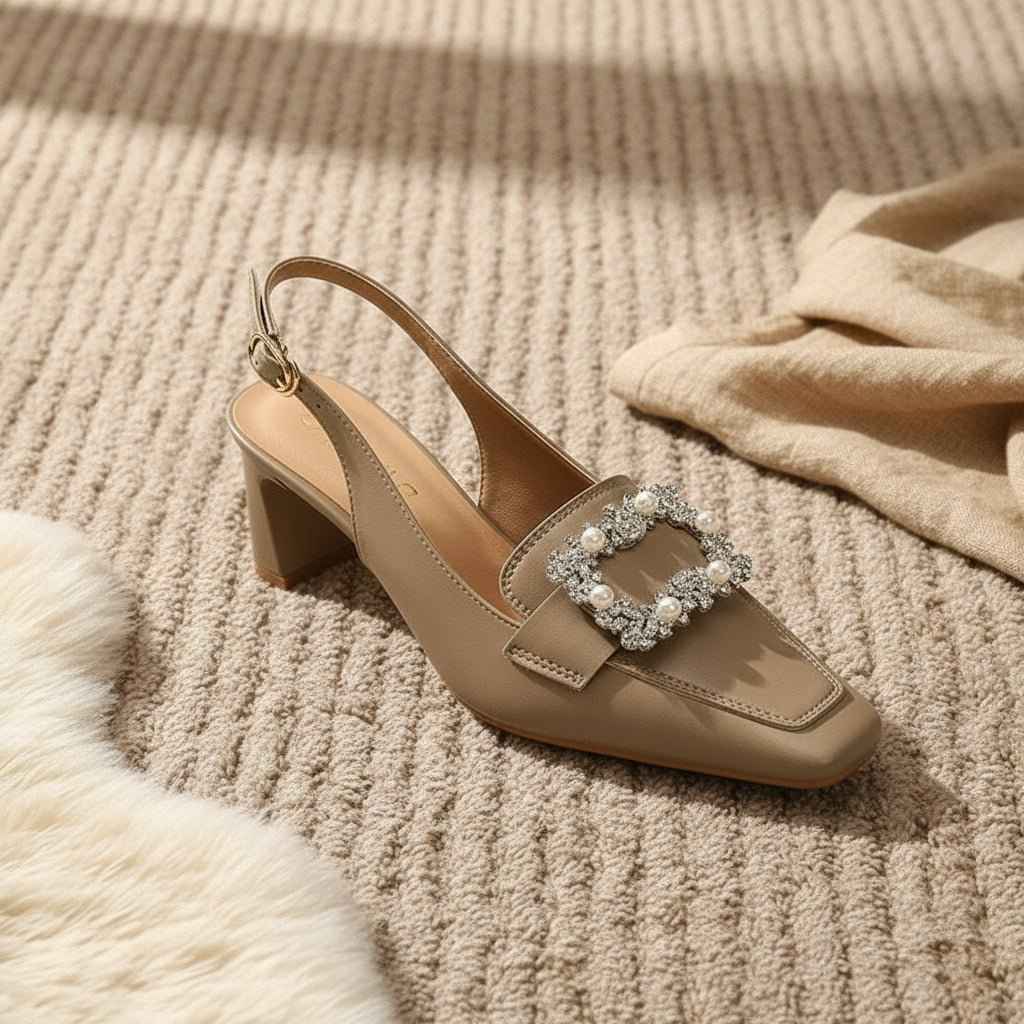 Escarpins Femme Cuir Blanc Élégant avec Bride Boucle - Style et Confort Inégalés