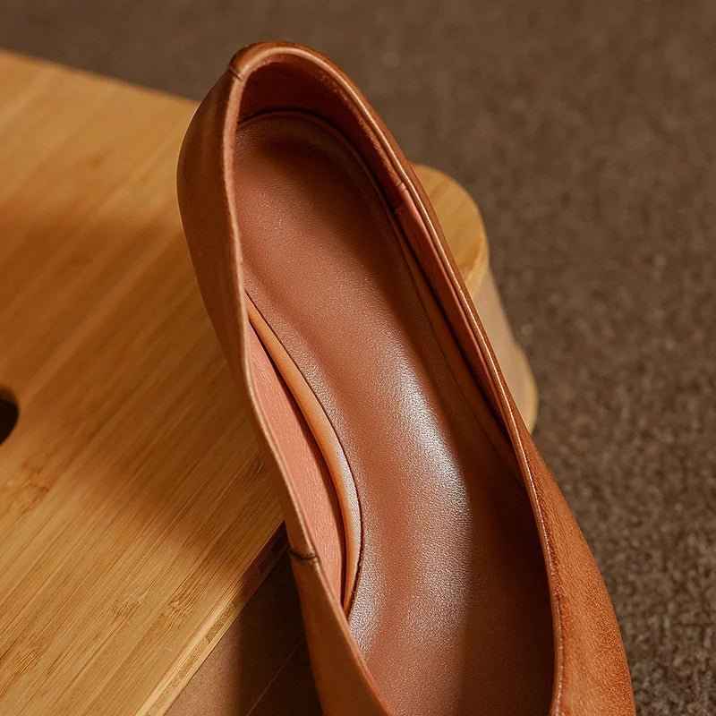 Escarpins Femme Cuir Véritable Rouge - Talons Épais Confort Bureau Élégants