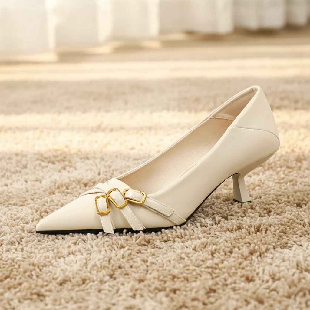 Escarpins Femme Cuir Élégants à Bout Pointu - Confort Optimal et Style Chic avec Petit Talon