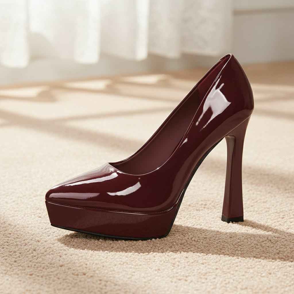 Escarpins Femme Cuir Verni Talons Hauts 10cm Élégants et Confortables