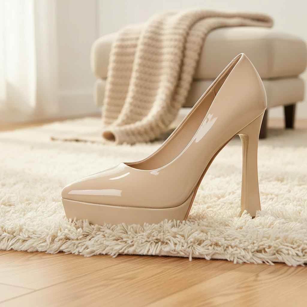 Escarpins Femme Cuir Verni Talons Hauts 10cm Élégants et Confortables