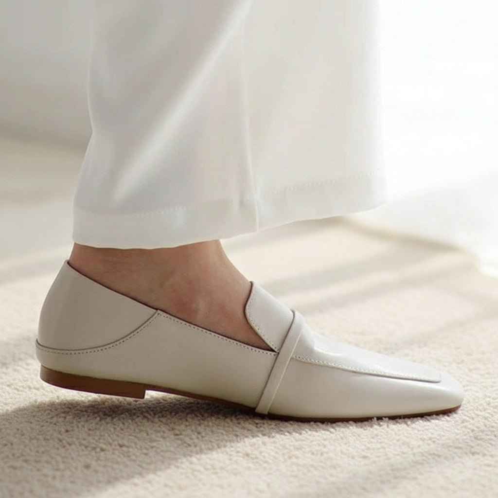 Mocassins Femme Cuir Vache Bout Carré - Chaussures Plates Style Britannique Rétro