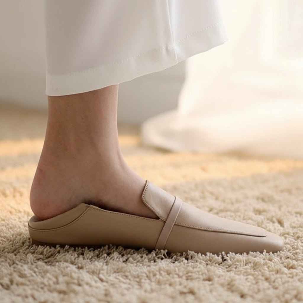 Mocassins Femme Cuir Vache Bout Carré - Chaussures Plates Style Britannique Rétro