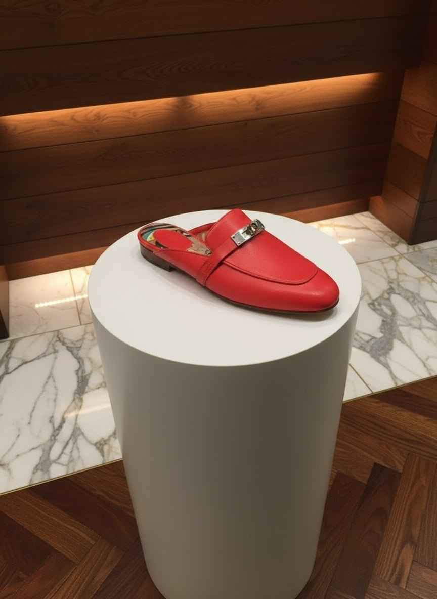 Mules Femme Cuir Confort Bout Fermé - Boucle Métallique Talons Bas