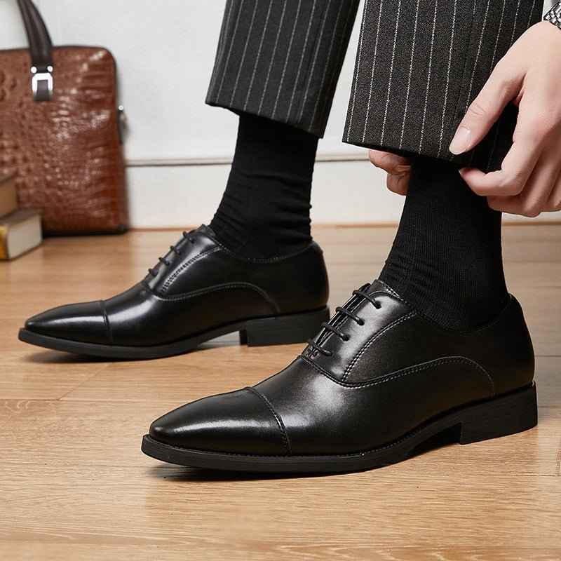 Oxford cuir homme chaussures business - Chaussures à lacets, bout pointu et amorti souple