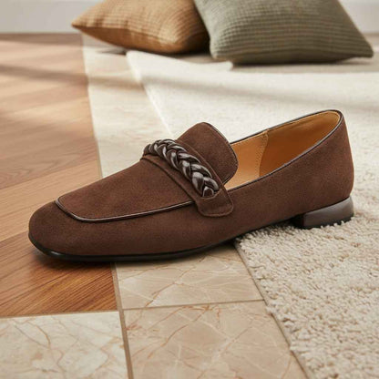 Ballerines Femme Confort en Daim - Chaussures Plates Souples à Bout Rond