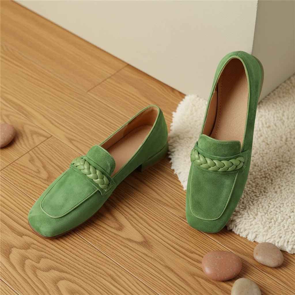 Ballerines Femme Confort en Daim - Chaussures Plates Souples à Bout Rond