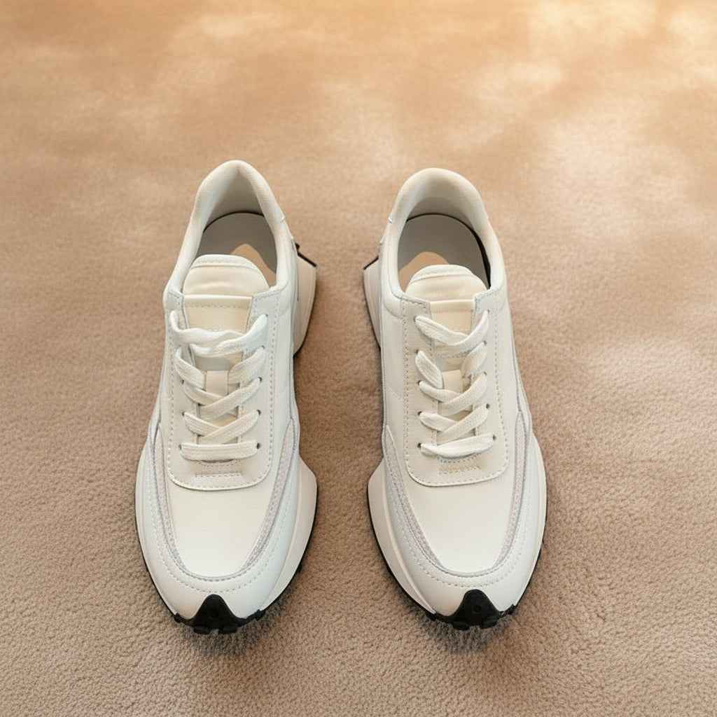 Baskets Femme Cuir Véritable Amorti Épais pour un Style Casual Sportif Printemps Été