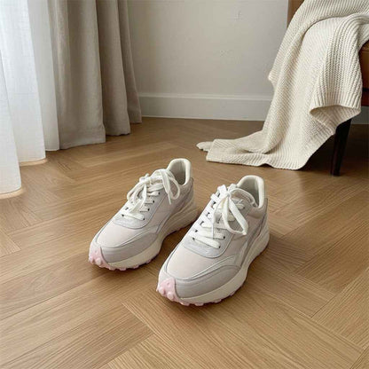 Baskets Femme Cuir Véritable Amorti Épais pour un Style Casual Sportif Printemps Été