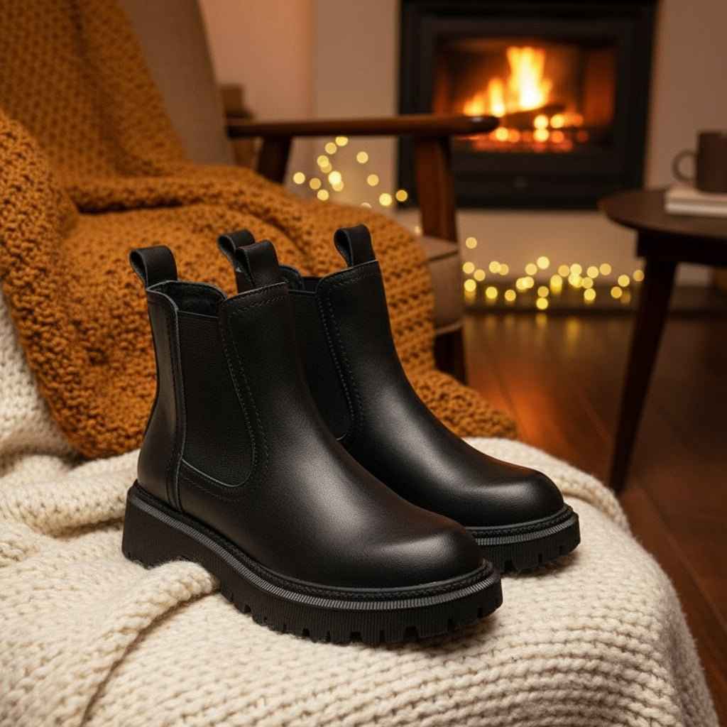 Chelsea Boots Femme Cuir Véritable - Élégance Rétro Automne Hiver