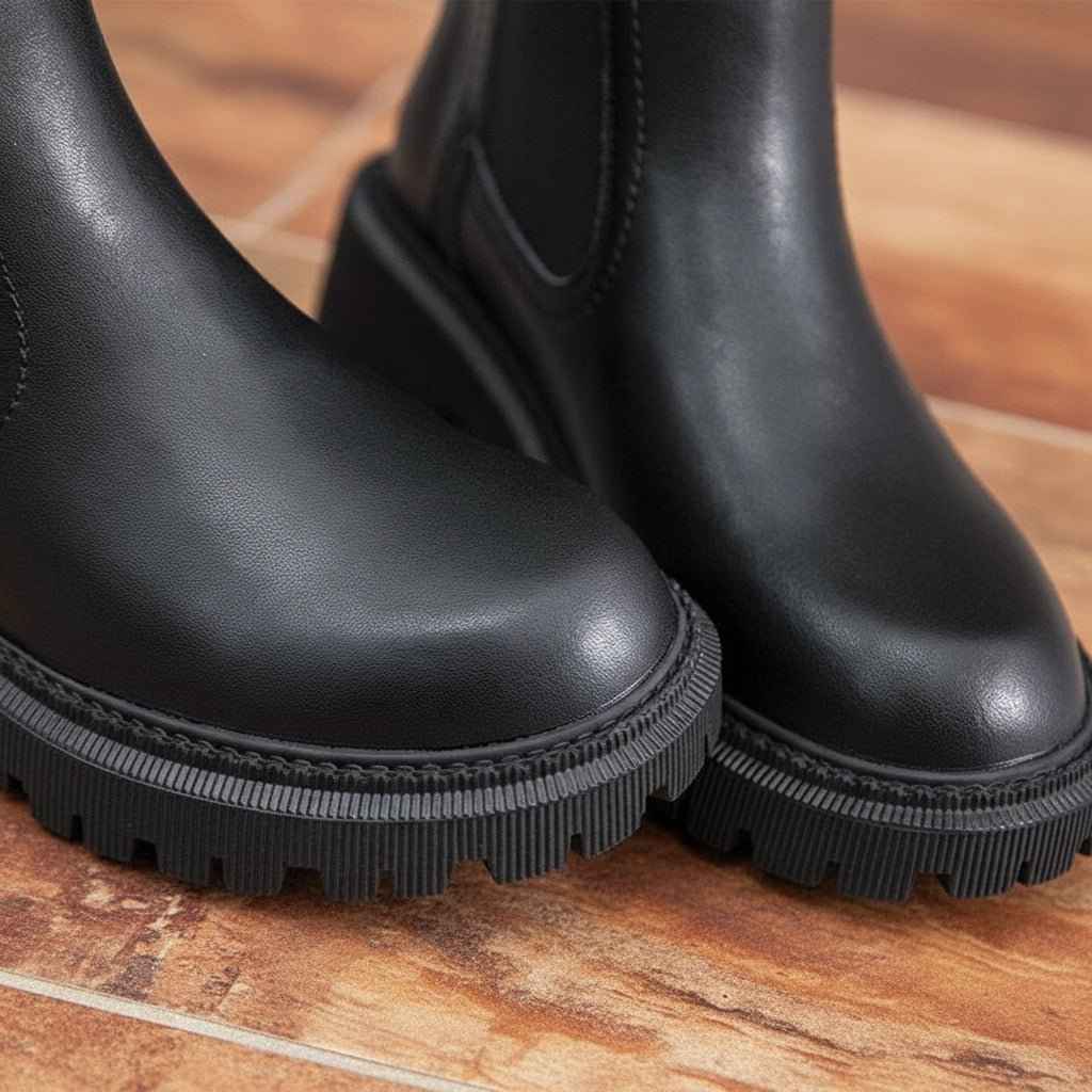 Chelsea Boots Femme Cuir Véritable - Élégance Rétro Automne Hiver