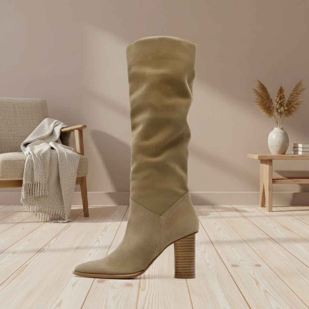 Bottes Hautes Femme Cuir Véritable - Genou, Bout Pointu, Talons Hauts Hiver