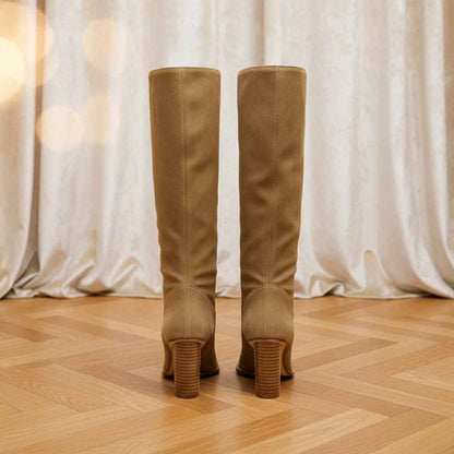 Bottes Hautes Femme Cuir Véritable - Genou, Bout Pointu, Talons Hauts Hiver