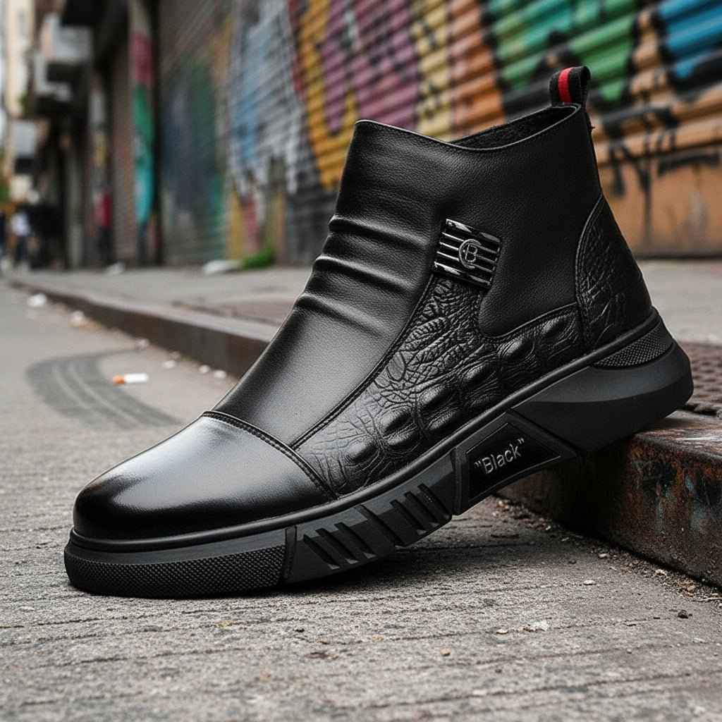 Bottes homme cuir hiver - Bottines en fourrure style britannique pour l'hiver