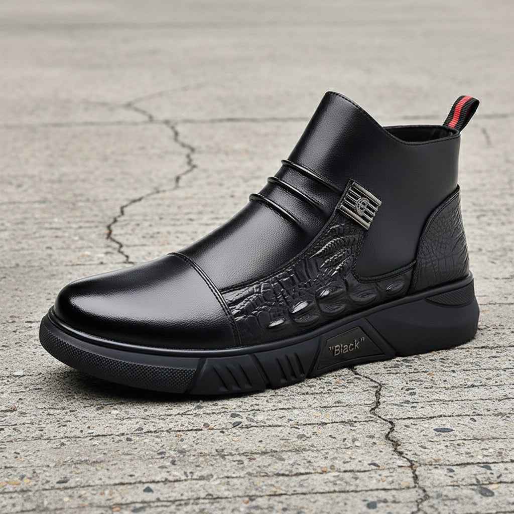 Bottes homme cuir hiver - Bottines en fourrure style britannique pour l'hiver