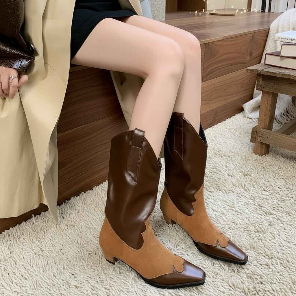 Pack Bottines Femme Cuir Western avec Kit d'Entretien Professionnel