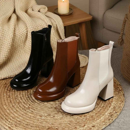 Bottines Femme Cuir Véritable Talons Hauts - Chic et Professionnel