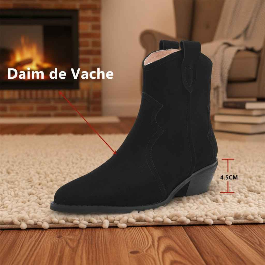Bottines Femme Grandes Tailles en Daim avec Talons Épais - Confort et Élégance