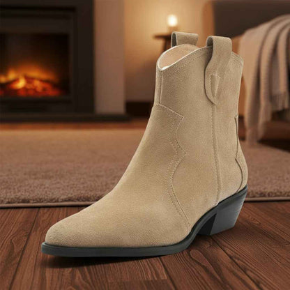 Bottines Femme Grandes Tailles en Daim avec Talons Épais - Confort et Élégance