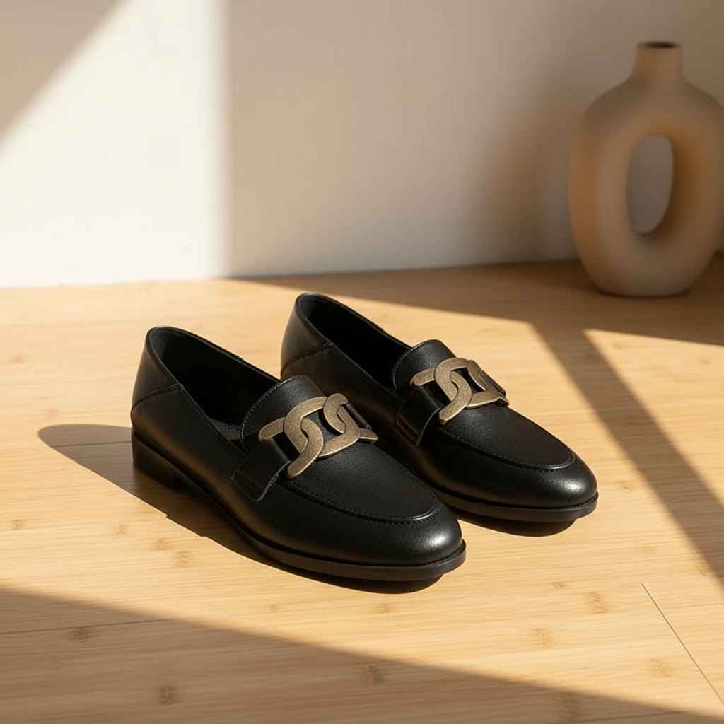 Mocassins Femme Cuir Derbies - Chaussures Plates Travail Confort Élégantes