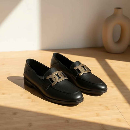 Mocassins Femme Cuir Derbies - Chaussures Plates Travail Confort Élégantes