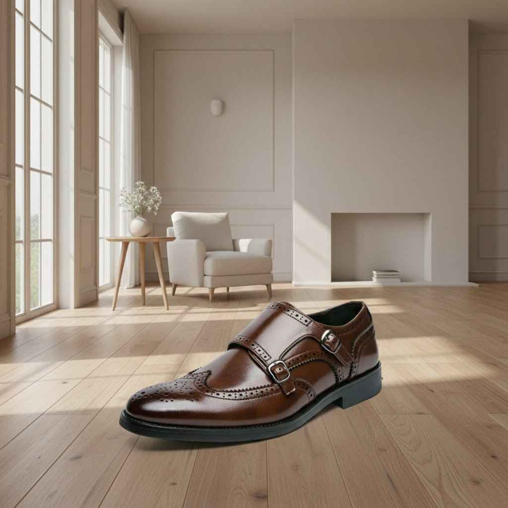 Richelieu Homme Chaussures en cuir italiennes pour hommes avec boucle élégante