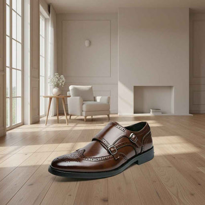 Richelieu Homme Chaussures en cuir italiennes pour hommes avec boucle élégante
