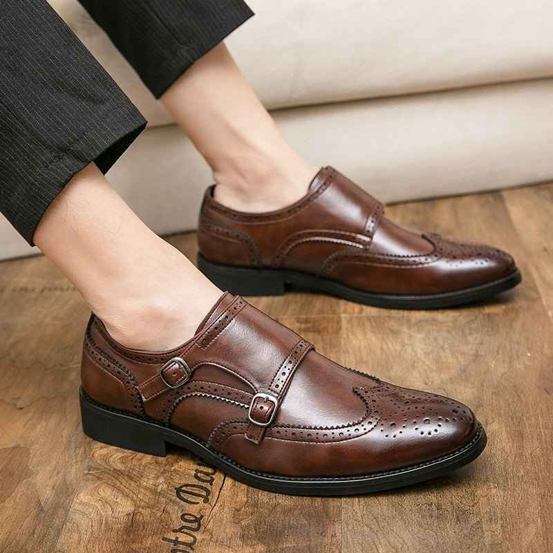 Richelieu Homme Chaussures en cuir italiennes pour hommes avec boucle élégante