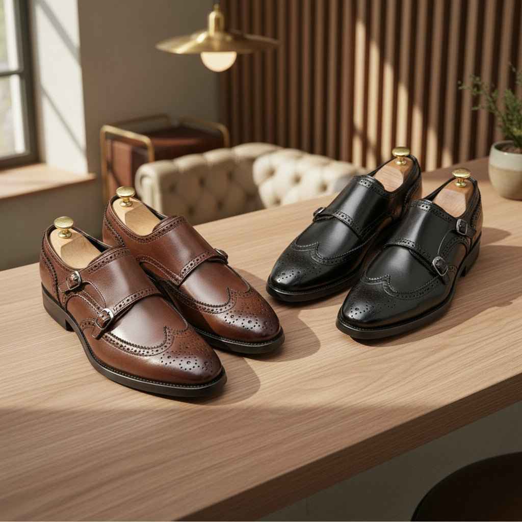 Richelieu Homme Chaussures en cuir italiennes pour hommes avec boucle élégante