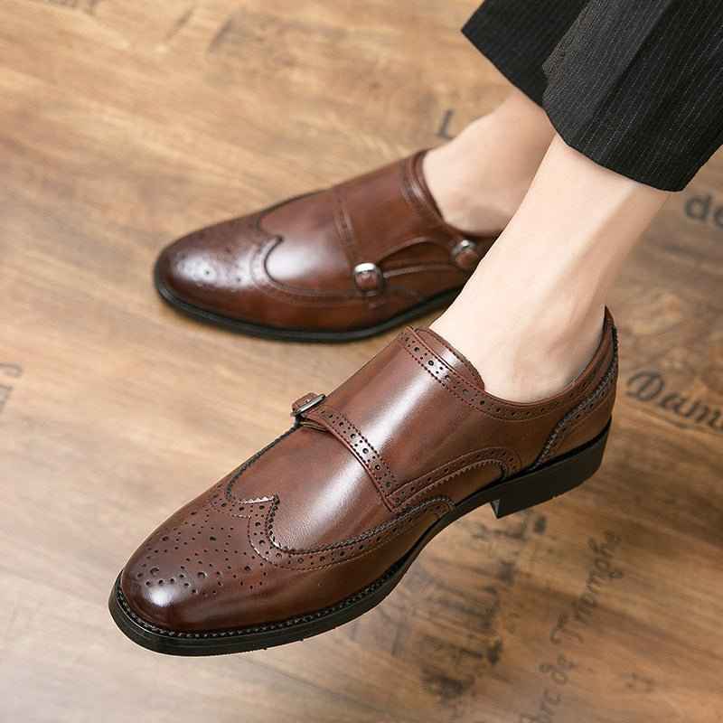 Richelieu Homme Chaussures en cuir italiennes pour hommes avec boucle élégante