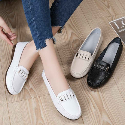 Chaussures Femme Cuir Plat - Confort et Élégance avec Bout Rond