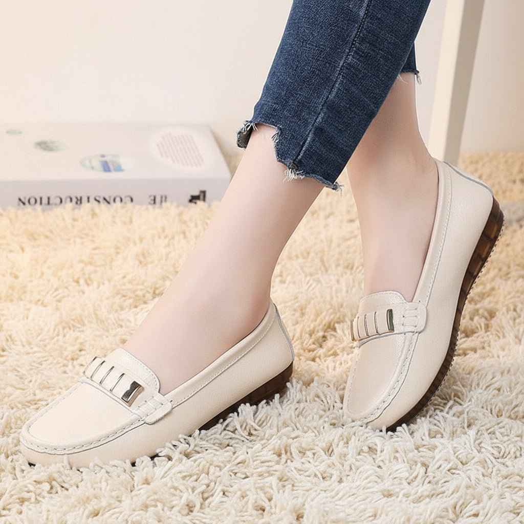 Chaussures Femme Cuir Plat - Confort et Élégance avec Bout Rond