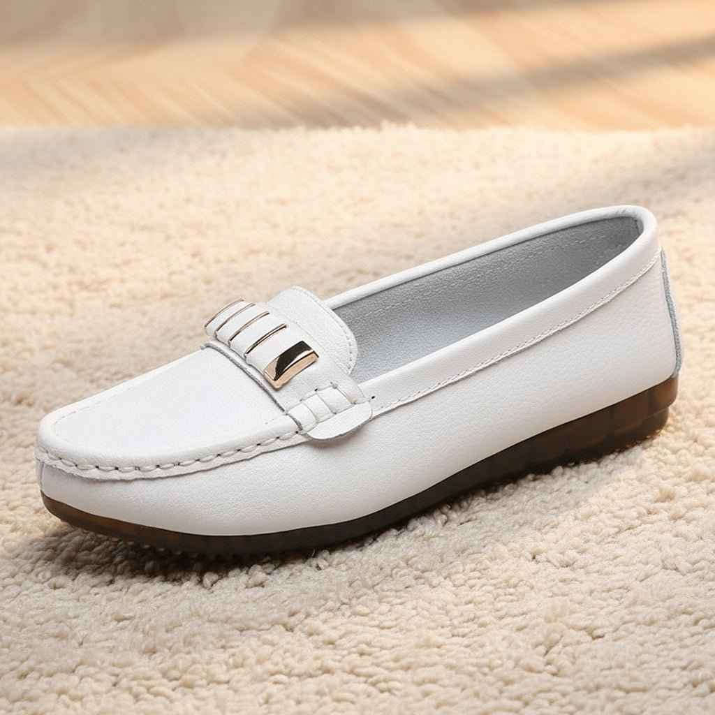 Chaussures Femme Cuir Plat - Confort et Élégance avec Bout Rond