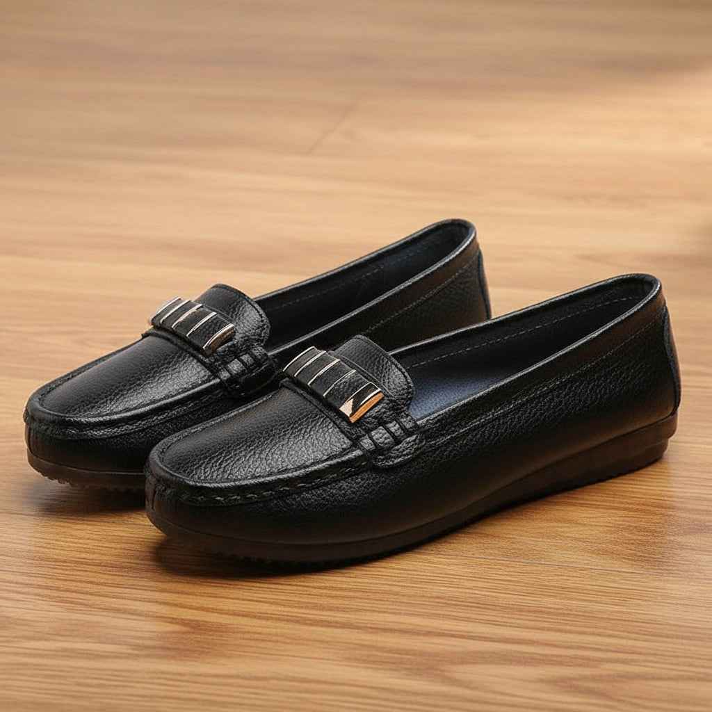 Chaussures Femme Cuir Plat - Confort et Élégance avec Bout Rond