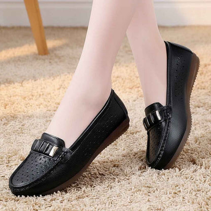 Chaussures Femme Cuir Plat - Confort et Élégance avec Bout Rond