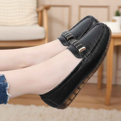 Chaussures Femme Cuir Plat - Confort et Élégance avec Bout Rond