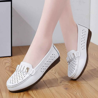 Chaussures Femme Cuir Plat - Confort et Élégance avec Bout Rond