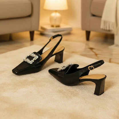 Escarpins Femme Cuir Blanc Élégant avec Bride Boucle - Style et Confort Inégalés